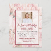 Beerdigung - Bouquet mit weichen rosa Rosen Einladung (Vorne/Hinten)