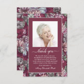 Beerdigung Burgund florales Foto Danke Karte (Vorne/Hinten)