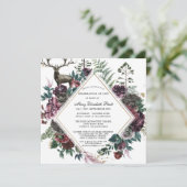 Beerdigung Burgund Rote Flora Feier des Lebens Einladung (Stehend Vorderseite)