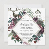 Beerdigung Burgund Rote Flora Feier des Lebens Einladung (Vorderseite)