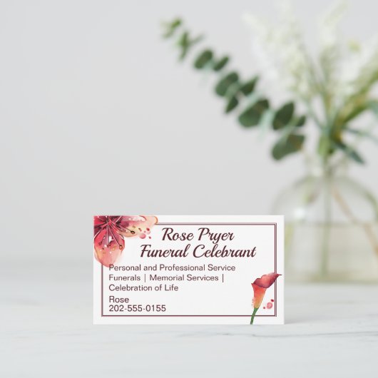 Beerdigung Celebrant Lily Blume Visitenkarte (Stehend Vorderseite)