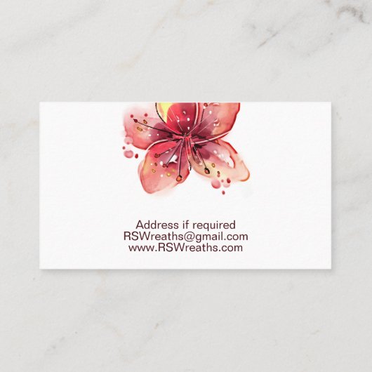 Beerdigung Celebrant Lily Blume Visitenkarte (Rückseite)