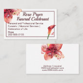 Beerdigung Celebrant Lily Blume Visitenkarte (Vorne/Hinten)