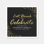 Beerdigung Celebrate Life | Schwarzer Glitzer Serviette (Vorderseite)