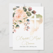 Beerdigung Christlicher Blumen Elegante Rose Einladung (Rückseite)