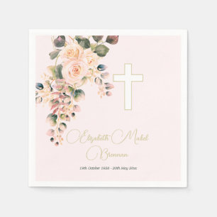 Beerdigung Christliches Foto Elegante Rose Einladu Serviette