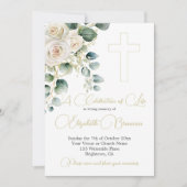 Beerdigung Christliches Foto Elegante Rose Florenz Einladung (Vorderseite)