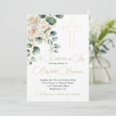 Beerdigung Christliches Foto Elegante Rose Florenz Einladung (Stehend Vorderseite)