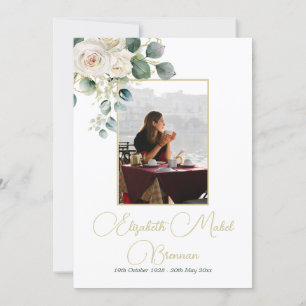 Beerdigung Christliches Foto Elegante Rose Florenz Einladung