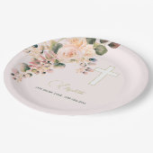 Beerdigung Christliches Foto Elegante Rose Pappteller (Schrägansicht)