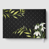 Beerdigung Classic Elegant Snowdrops Laurel Damask Gästebuch (Rückseite)