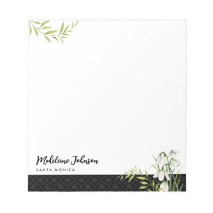 Beerdigung Classic Elegant Snowdrops Laurel Damask Notizblock