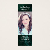 Beerdigung Custom Memorial Lesezeichen Emerald Gre (Vorderseite)