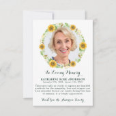 Beerdigung DANK IHNEN Sonnenblumen Beileid Fotokar Dankeskarte (Vorderseite)