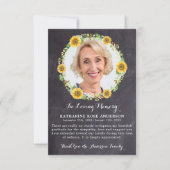 Beerdigung DANK YOU Sunflower Beileid Foto Slate Dankeskarte (Vorderseite)