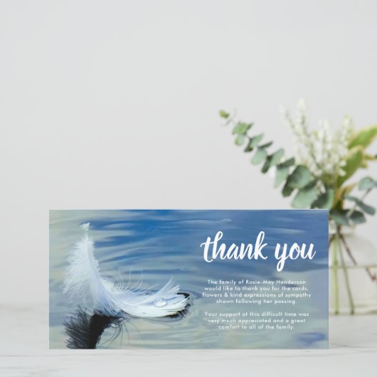 Beerdigung danke | Bereavement White Feather Karte (Stehend Vorderseite)