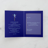 Beerdigung "Danke" blaues Gold religiös Dankeskarte (Innenseite)