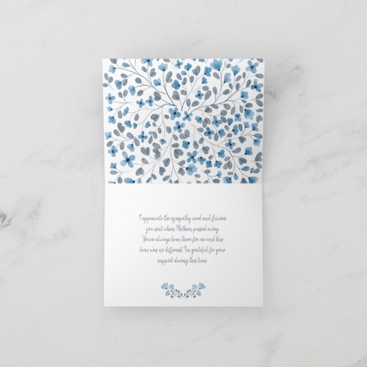 Beerdigung Danke Blue Watercolor Blumenbeerdigung (Innenseite)