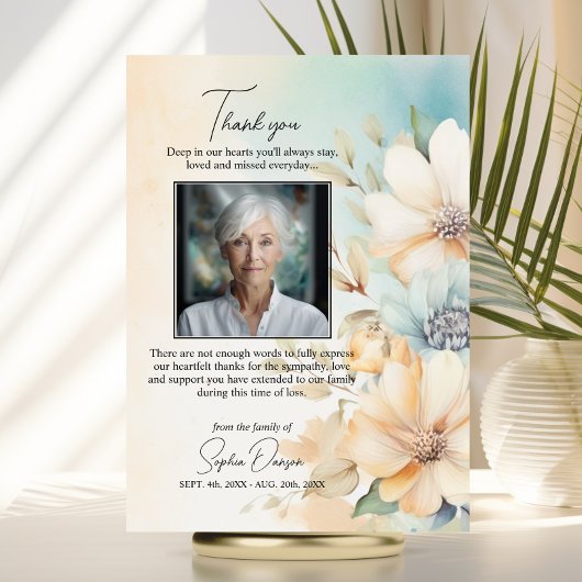 Beerdigung Danke Blume Green Beige | FOTO Karte