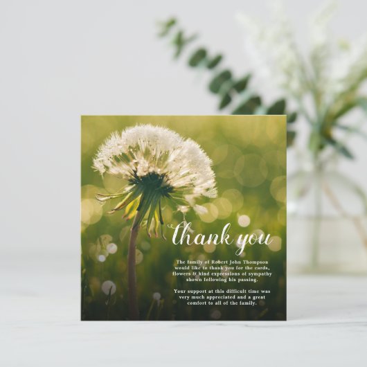 Beerdigung danke | Dandelion Wish Bereavement (Stehend Vorderseite)