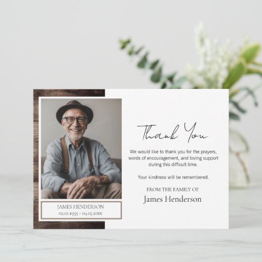 Beerdigung Danke Foto (Stehend Vorderseite)