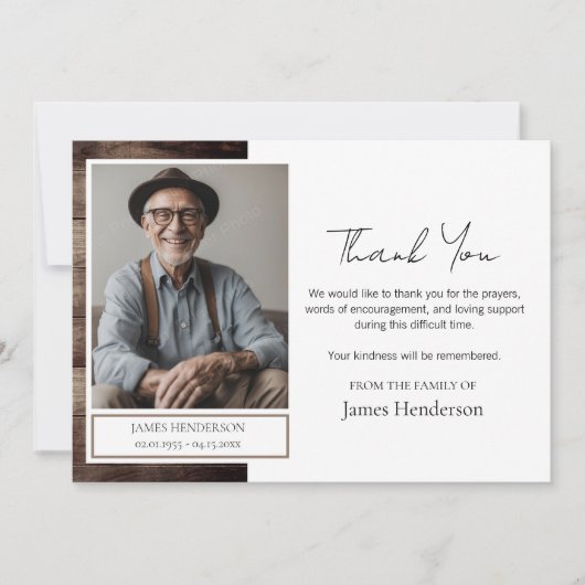 Beerdigung Danke Foto Einladung (Vorderseite)