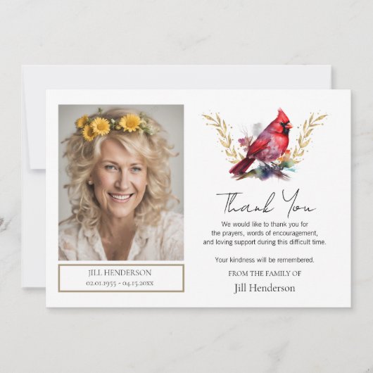 Beerdigung Danke Foto Kardinal Einladung (Vorderseite)