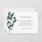 Beerdigung Danke Foto-Karte mit Eukalyptus (Vorderseite)