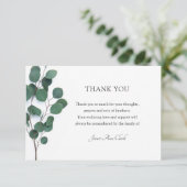 Beerdigung Danke Foto-Karte mit Eukalyptus (Stehend Vorderseite)