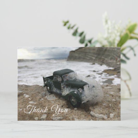 Beerdigung Danke Gedenkkarte mit Schiff und Auto (Stehend Vorderseite)