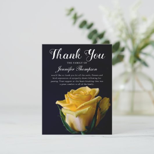 Beerdigung danke | Gelbe Rose Bereavement (Stehend Vorderseite)