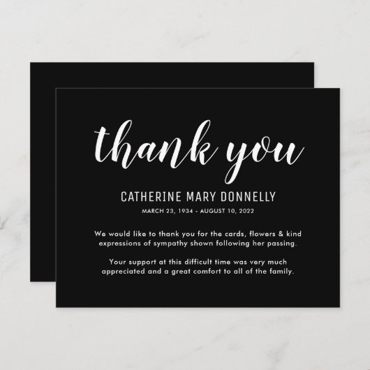 Beerdigung Danke, Hinweis | Behreavement Beileid Mitteilungskarte (Vorne/Hinten)