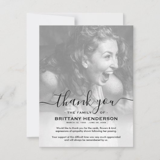 Beerdigung Danke, Hinweis | BEILEID FOTO Dankeskarte (Vorderseite)