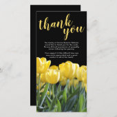 Beerdigung Danke, Hinweis | Beileid Gelber Tulip Dankeskarte (Vorne/Hinten)