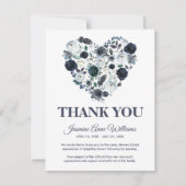 Beerdigung Danke, Hinweis | Blaues Blumenherz Dankeskarte (Vorderseite)