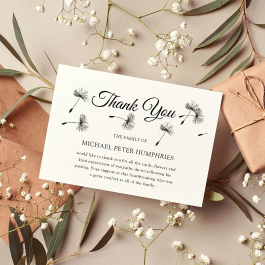 Beerdigung Danke, Hinweis | Elegant Wish Memorial Dankeskarte