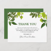 Beerdigung Danke, Hinweis | Grüne Blätter Dankeskarte (Vorne/Hinten)