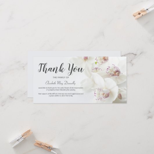 Beerdigung Danke, Hinweis | Orchid Bereavement Karte (Vorderseite/Rückseite Beispiel)