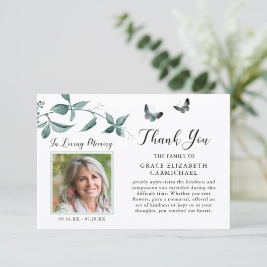 Beerdigung danke Ihnen Butterfly Foto Botanical Gr (Stehend Vorderseite)