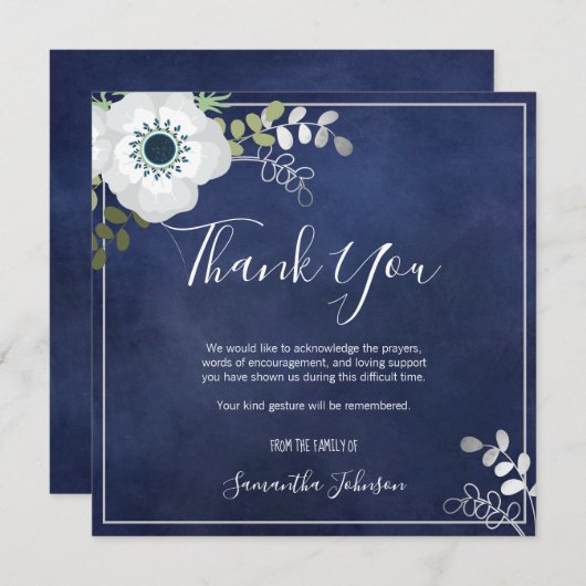 Beerdigung danke Ihnen Elegante Anemone Floral One (Vorne/Hinten)