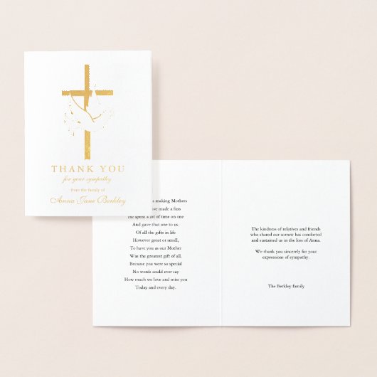 Beerdigung danke Ihnen Karten Gold Cross & Dove Fo (Anzeige)