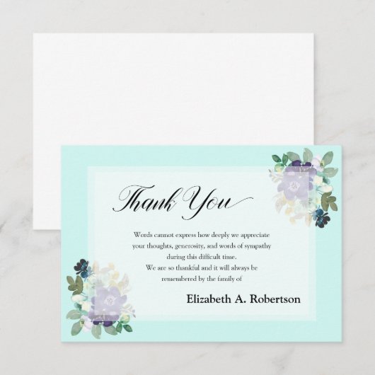 Beerdigung danke Ihnen Lila Blumenbeerdigung (Vorne/Hinten)