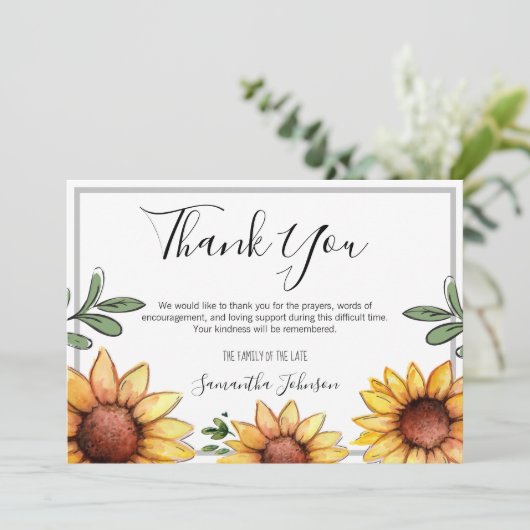 Beerdigung danke Ihnen Rustikale Sonnenblumen (Stehend Vorderseite)