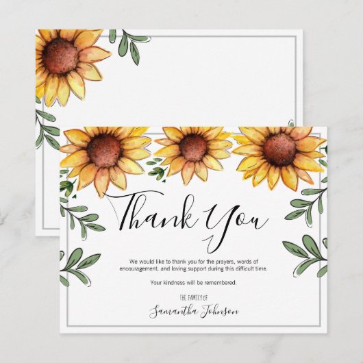 Beerdigung danke Ihnen Rustikale Sonnenblumen (Vorne/Hinten)