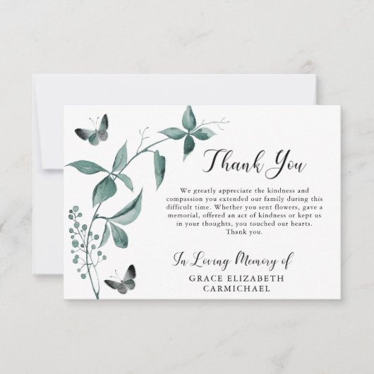 Beerdigung danke Ihnen Schmetterling Botanical Gre (Vorderseite)