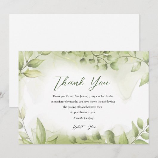 Beerdigung Danke Karte (Vorne/Hinten)