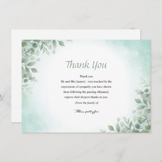 Beerdigung Danke Karte (Vorne/Hinten)