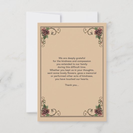 Beerdigung Danke Karte (Rückseite)