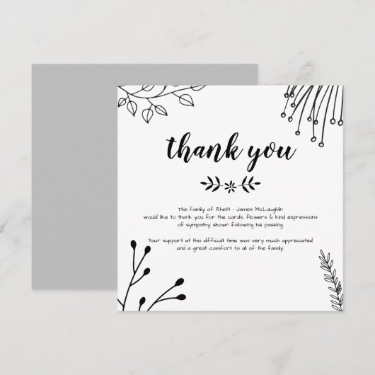 Beerdigung Danke Karte (Vorne/Hinten)