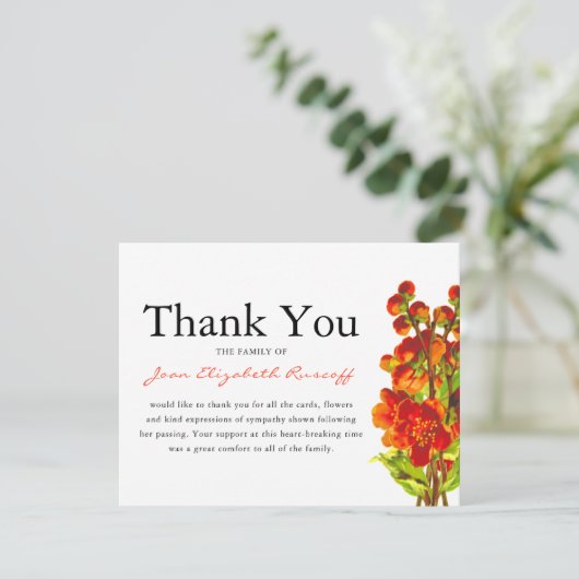 Beerdigung danke | Memorial Red Poppy (Stehend Vorderseite)